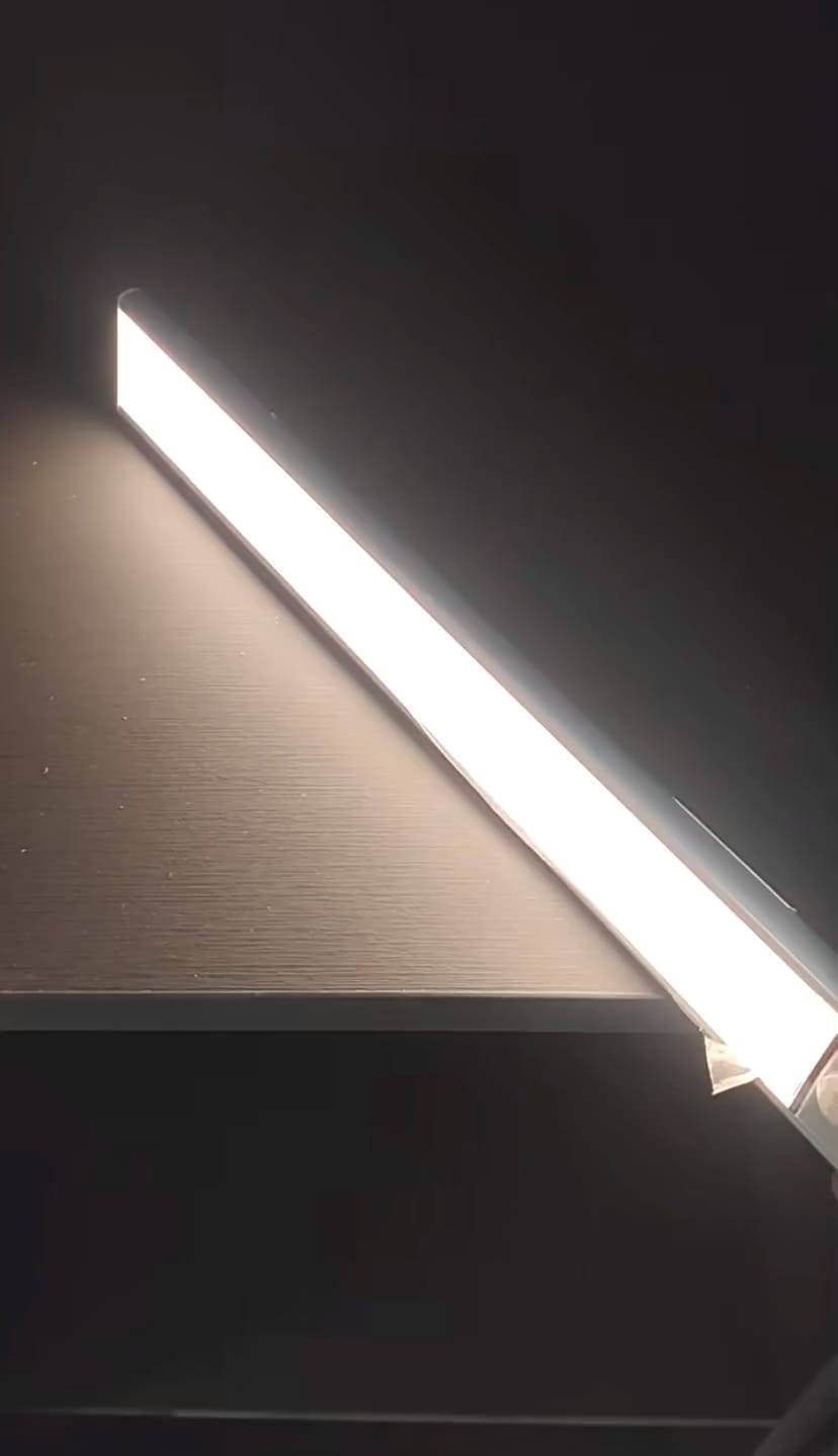 The three-color dimming can be set to stay on or activate by motion as needed. The motion sensor is sensitive, and the light can be attached with a magnetic strip. The light is lightweight and easy to use.