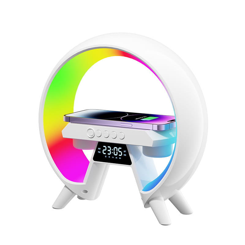 Colorful LED Clock Lamp with Wireless Charging Bluetooth Speake