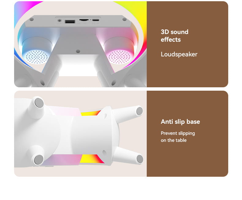 Colorful LED Clock Lamp with Wireless Charging Bluetooth Speake_Features