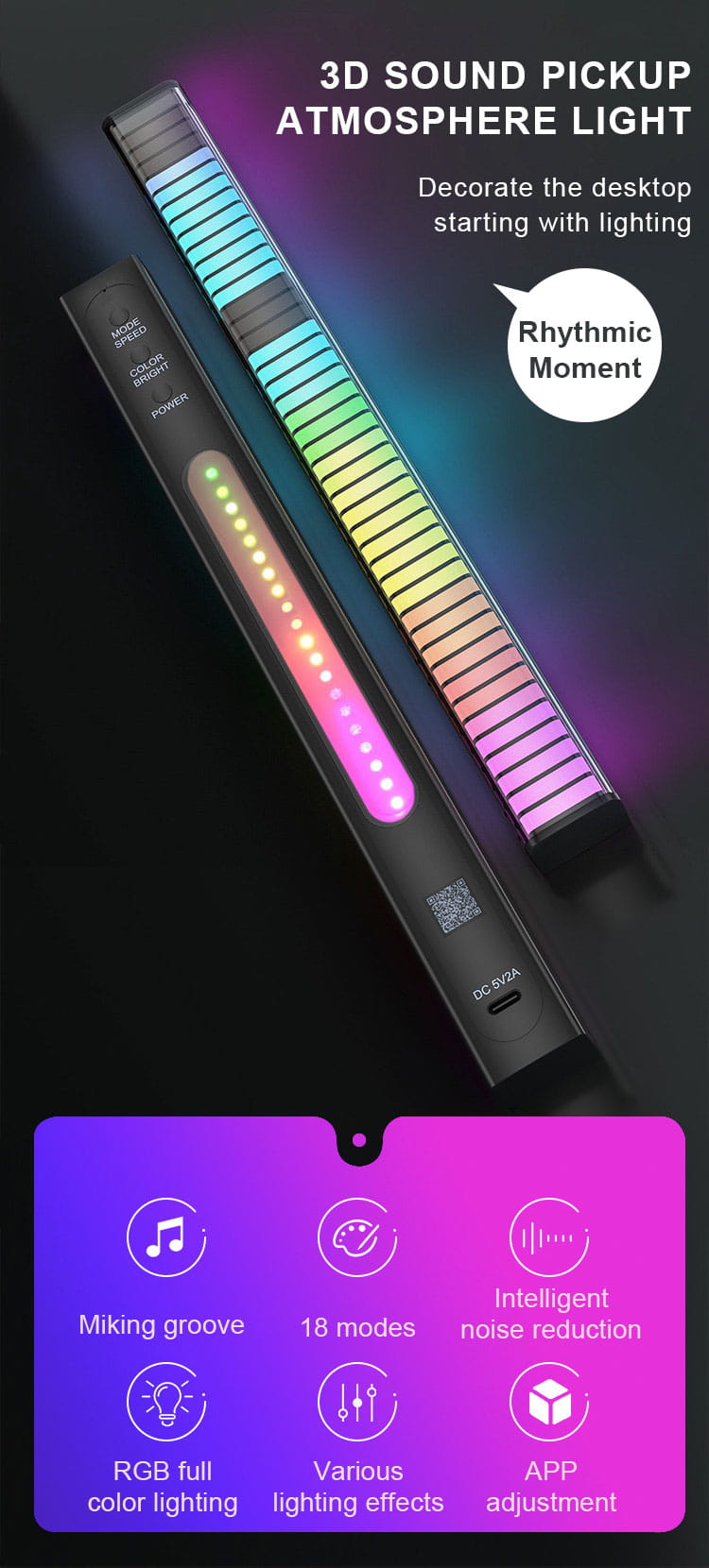 RGB Sound-Activated Music Rhythm Light_Features