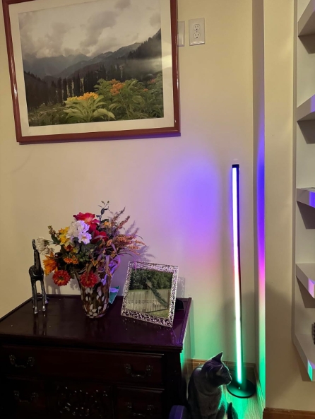 This is sort of a zen addition to any room. I’ve found that the app works the best for scheduling an “on and off” time and playing with the multitude of color combinations and settings available with this lamp.

You face the light bar towards any blank wall and turn it on. It’s that easy. Then enjoy a soothing sort of aura of color in your room. It’s not overly bright or garish, and is especially nice when you’re just watching tv with all the lights low.

Originally got this for my granddaughter, but decided to keep it.