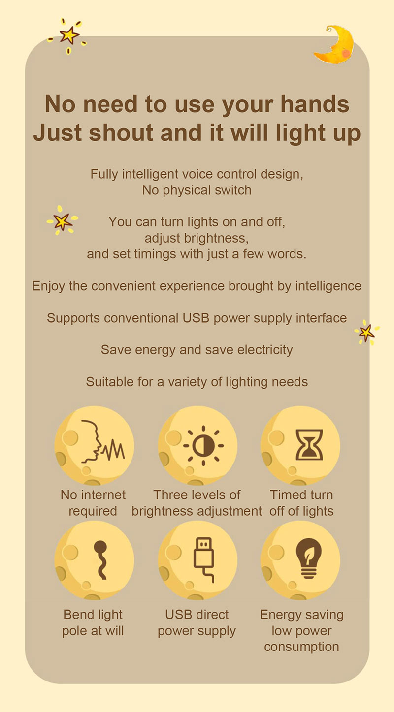 Intelligent voice controlled moon lamp_Features