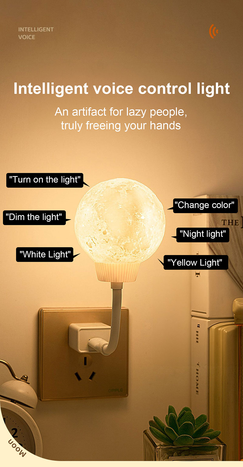 Intelligent voice controlled moon lamp_Features
