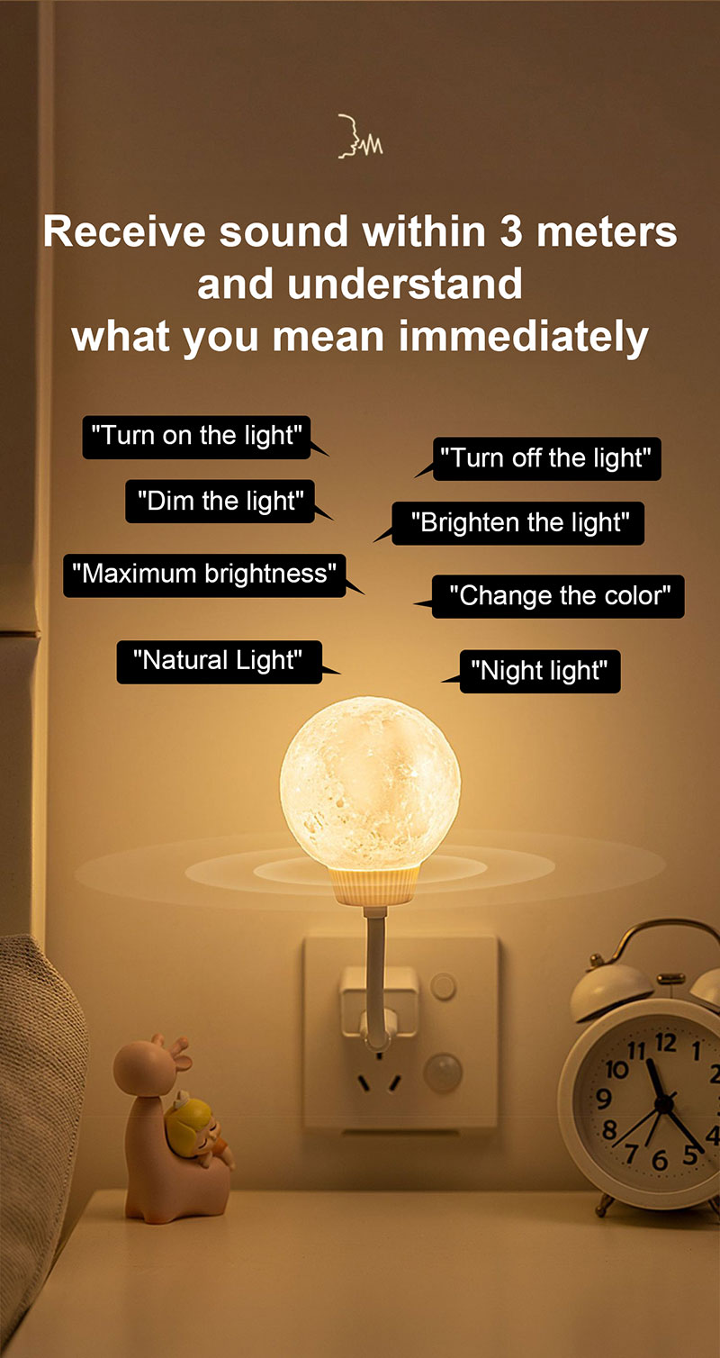 Intelligent voice controlled moon lamp_Features