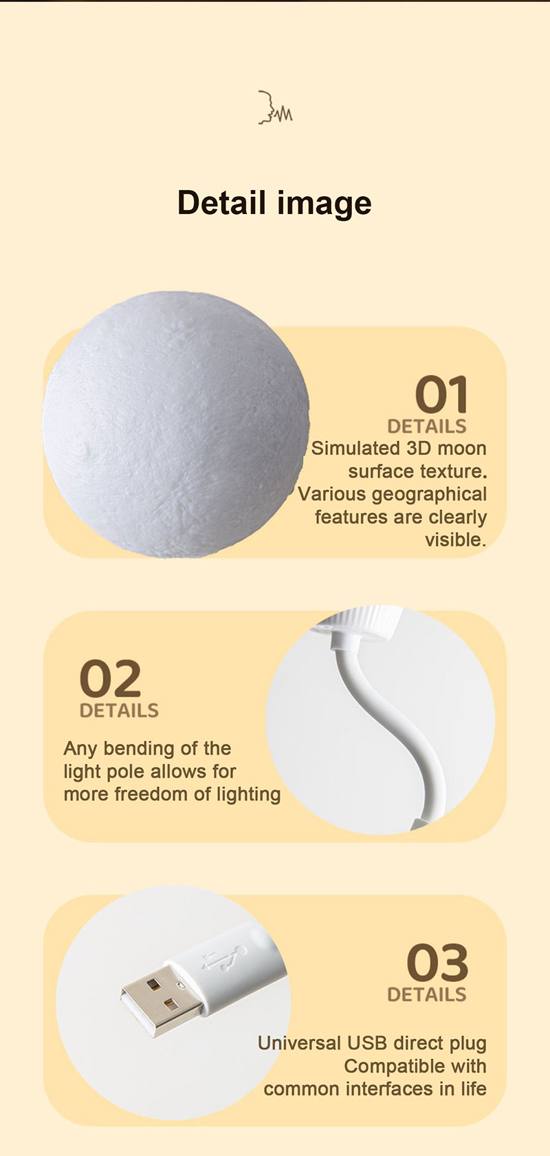 Intelligent voice controlled moon lamp_Features