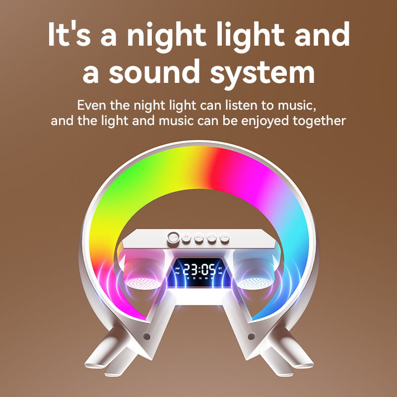 Colorful LED Clock Lamp with Wireless Charging Bluetooth Speake